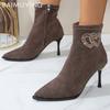 Высокие каблуки женские ботильоны с острым носком модные элегантные туфли 2025 тренд зимние сексуальные туфли-лодочки гладиатор дизайнерские Botas De Mujer
