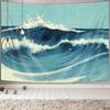 Ydbkt Retro Ocean Tapestry Wall Hanging, Blue Abstract Wave Wall Art, 40L" x 60W", Bedroom Decor