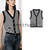 MD Summer New Arrival Women's Clothing Classic Style Gold Sense Stripes Cotton Blend V Neck Sleeveless Knitting Vest 5783800
