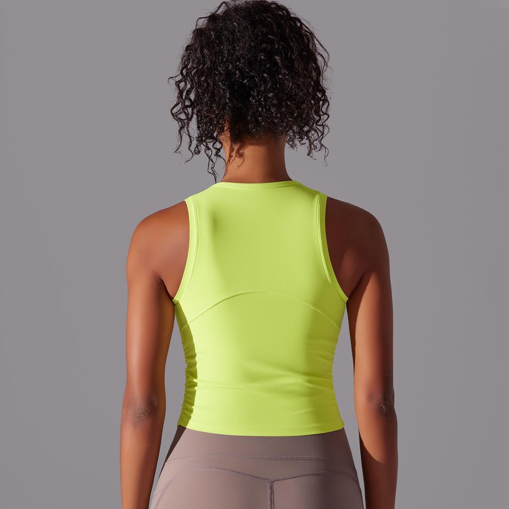 Двусторонний нейлоновый однотонный плотный жилет с круглым вырезом для занятий спортом, бега, фитнеса, йоги, длинный топ для женщин