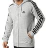 adidas Мужская толстовка с капюшоном Essentials из флиса с тремя полосками и молнией, серая GK9034