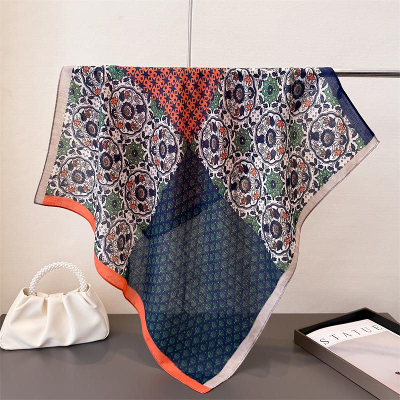 Горошек Стиль Елочка Узор Хлопок И Лен Маленький Квадратный Шарф Шелковый Шарф Имитация Бархата Головной Платок Шаль Шарф для Защиты от Солнца Женский Шарф