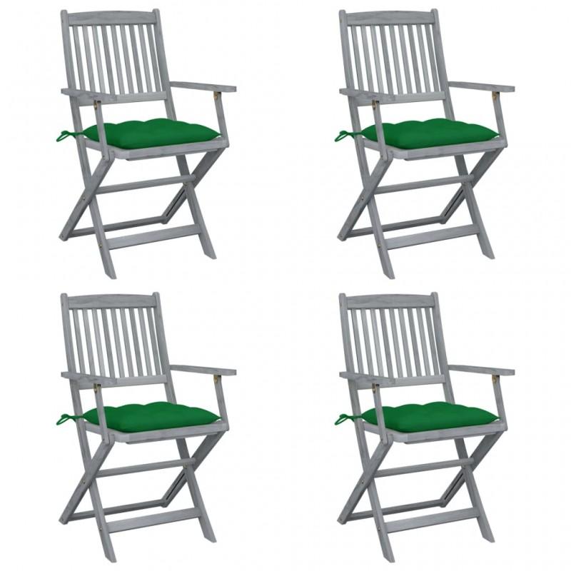 Day and Night - Day and Night Folding Garden Chairs 4 Pcs Cushions Solid Acacia Wood