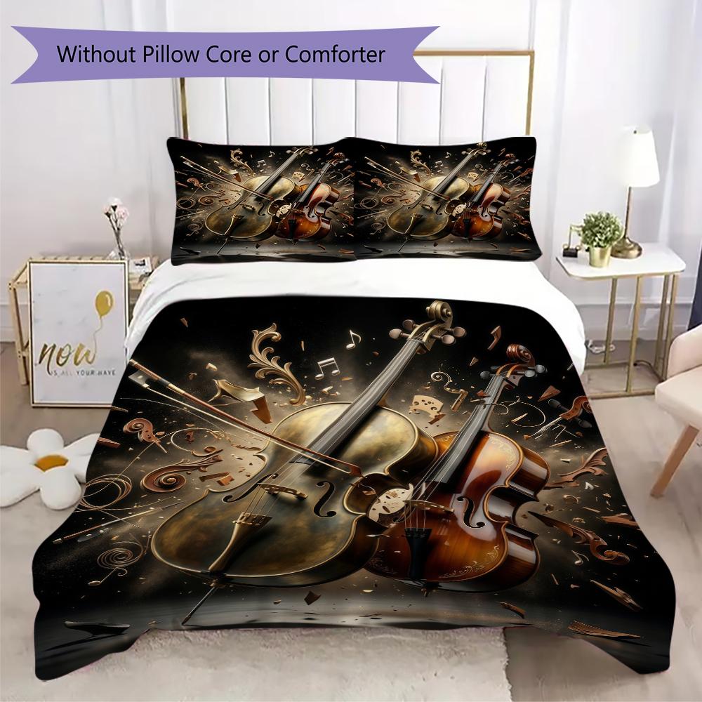 Golden Circle Note Pattern Bedding uilt Set uilt Cover Pillowcase Home Decoration Birthday Gift (1 * duvet cover + 2 * pillowcase without core)