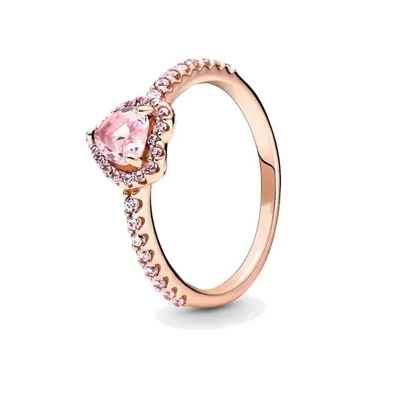 925 Sterling Silver Rose Gold Ring Hot Selling, Sparkling, Fashionable and Charming Crystal Ring, Women's Birthday Jewelry
