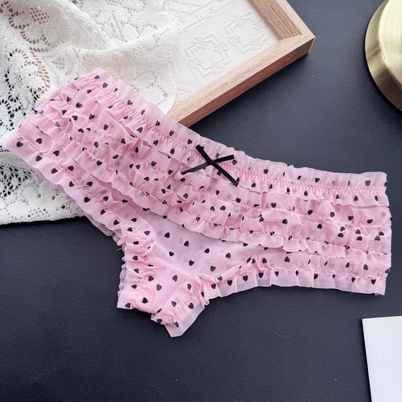 Женские весенне-летние милые сетчатые трусики с оборками, низкой посадки, сексуальные