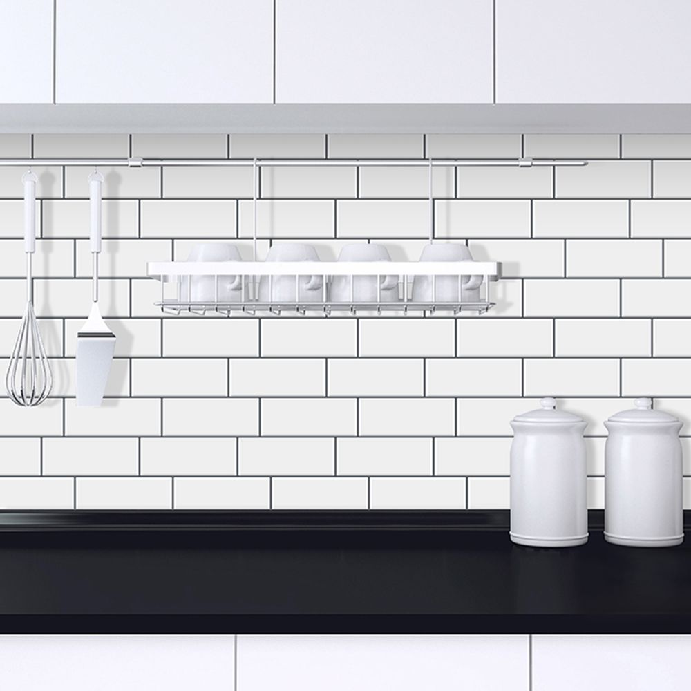 Backsplash White Subway Self Adhesive 3D Tile Sticker Kitchen Bathroom Wall Tiles Peel and Stick