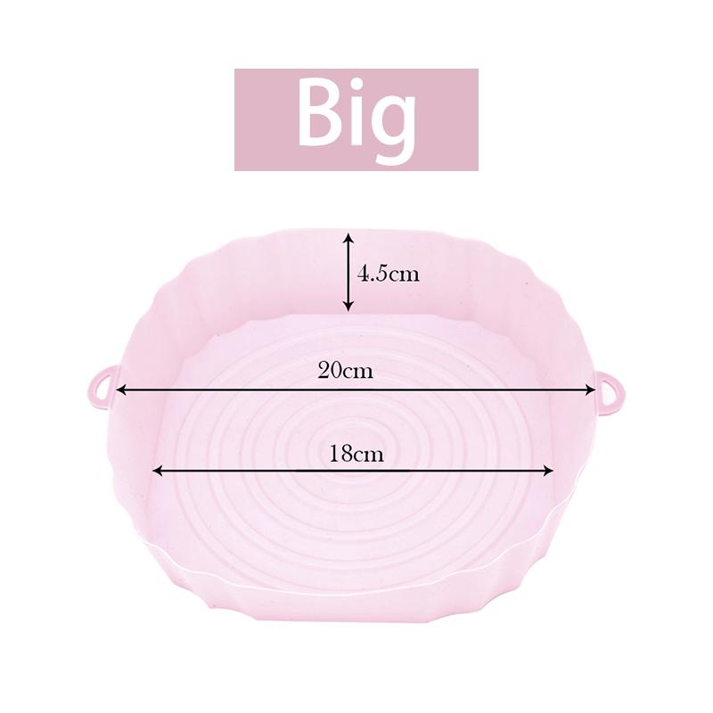Silicone Tray For Air Fryer Oven Baking Tray With Handle Fried Chicken Pizza Mat Without Oil Silicone Pot Airfryer Accessories