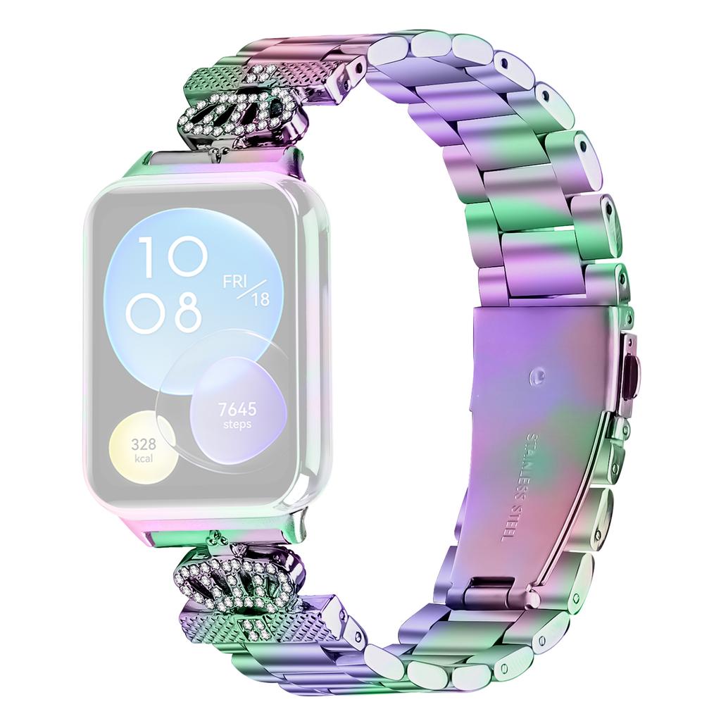 Stainless Steel Strap for Xiaomi Redmi Watch 4 Crown Shape Rhinestone Decor Watch Band