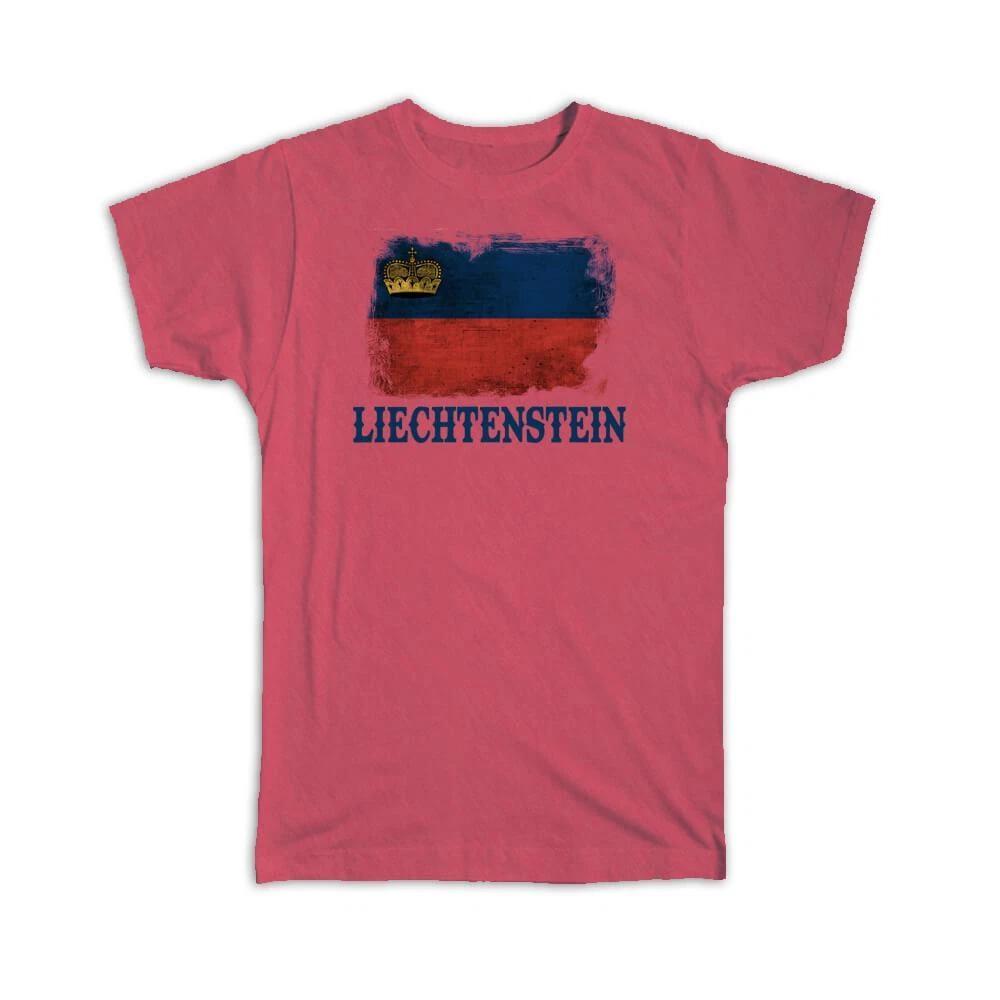 Gift T-Shirt : Liechtenstein Flag Citizen Distressed Proud European Country