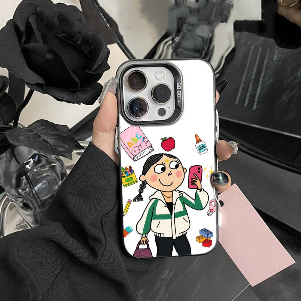 L-Cutting-Fabric Charlie and Lola Cartoon Phone Case For iPhone 17,16,15,14,13,12,Pro MAX Black Matte Shockproof Cover