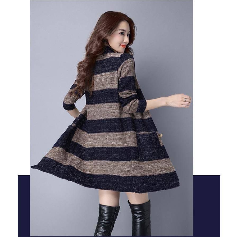 Дикая куртка, пальто, вязаный кардиган, свитер, женский свободный свитер средней длины, утолщенное пальто