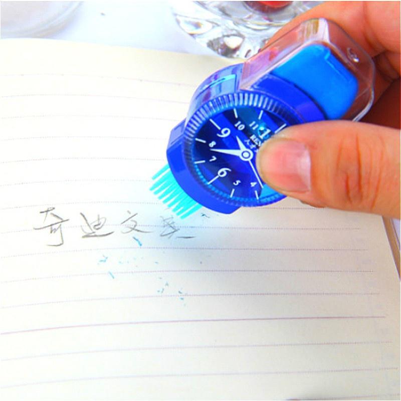 2 шт. 3 в 1 точилка для карандашей в виде наручных часов с ластиком и кисточкой, прекрасные школьные канцелярские принадлежности