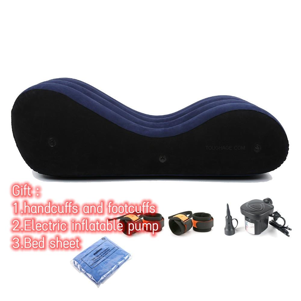 VaHppy Надувные диваны-кровати в форме S "Секс на лошадях" Индивидуальные подушки безопасности Вибрирующие волнообразные 150*61*50 см Наручники в комплекте