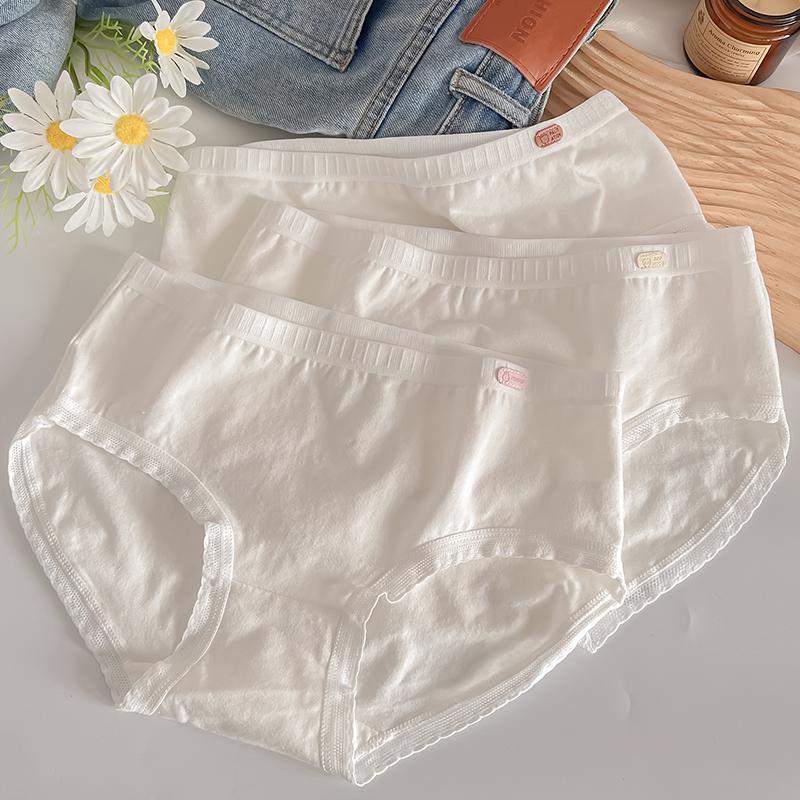 Нижнее белье для девочек из чистого хлопка с антибактериальным эффектом - удобное, средней посадки, дышащее, чистого белого цвета