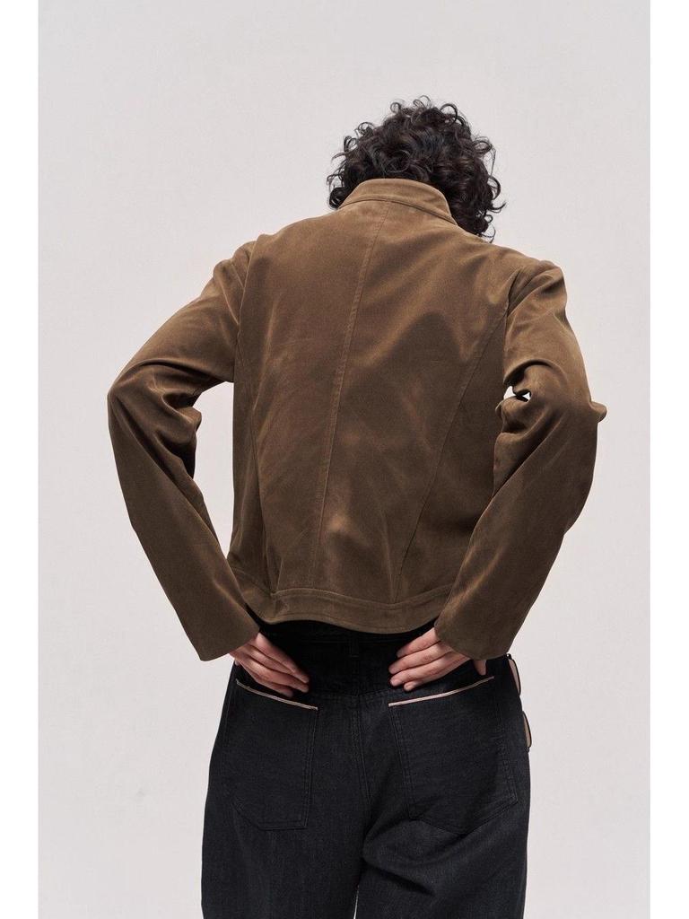 Lade Autumn "Modern Times" Retro Suede Stand Collar Harrington Jacket for Men and Women