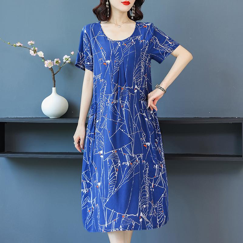 Летнее женское платье больших размеров, винтажное женское свободное платье с коротким рукавом и принтом, повседневные платья с цветочным принтом