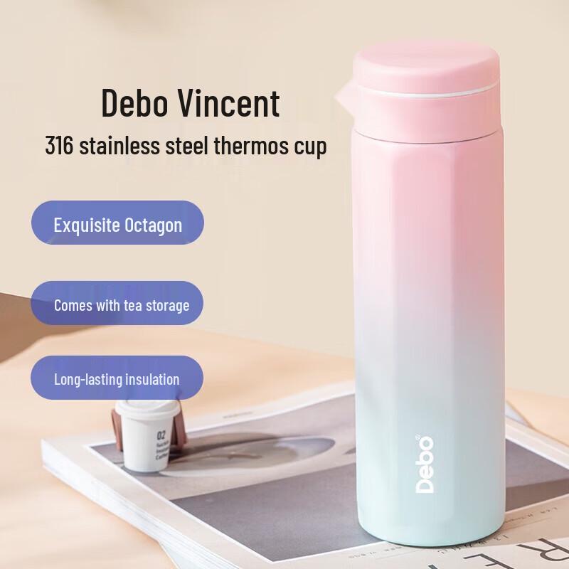 Debo Vincent 450ml Gold Octagonal Insulated Tea Mug