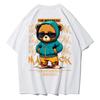 Хлопковая модная мужская футболка с принтом медведя, круглый вырез, свободные топы, дышащая, удобная, повседневная, свободного покроя, женская одежда