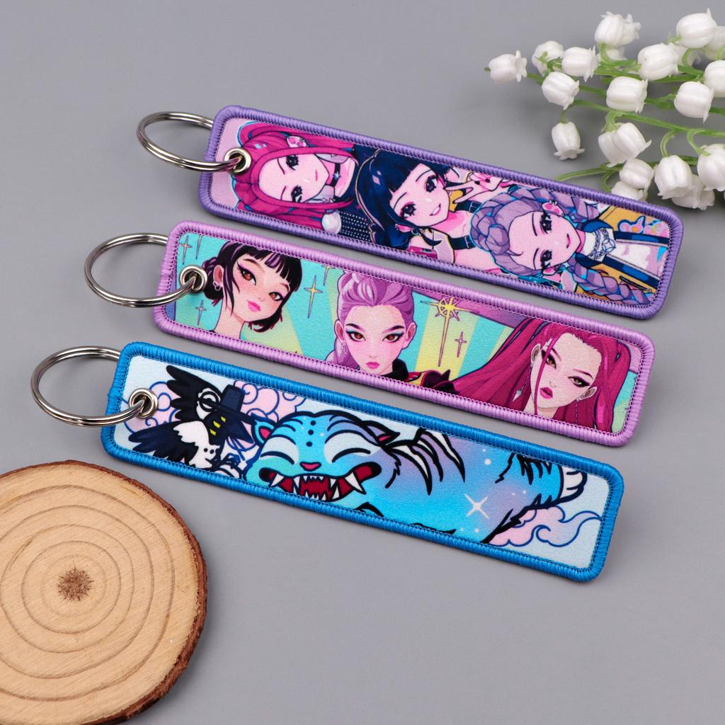 Cool Anime Girls Printing Key Chain for Motorcycles and Cars Key Fobs Holder Key Tag Key Ring Backpack Accessories