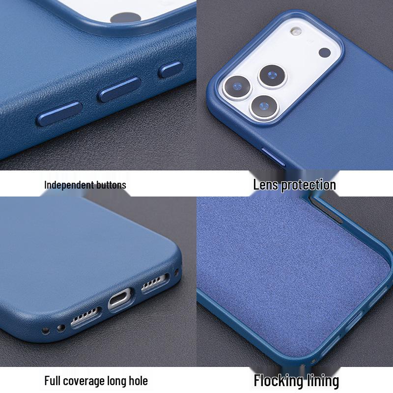 iPhone 17 Air Чехол с текстурой гладкой кожи Magsafe Pro Max Магнитный Полное покрытие Защитный