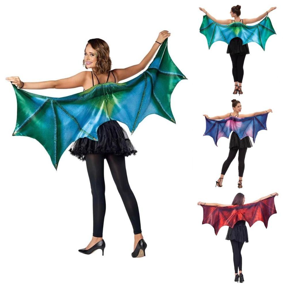 Role Play Green Purple Wings One Size Dragon Demon Wings Women's Dragon Horn Wings  Adult