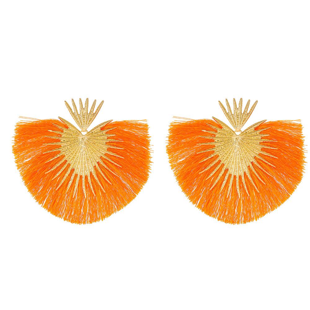 Retro Style Heart Shaped Earrings Simple Exaggerated Fan Shaped Tassels Geometric Earrings For Women