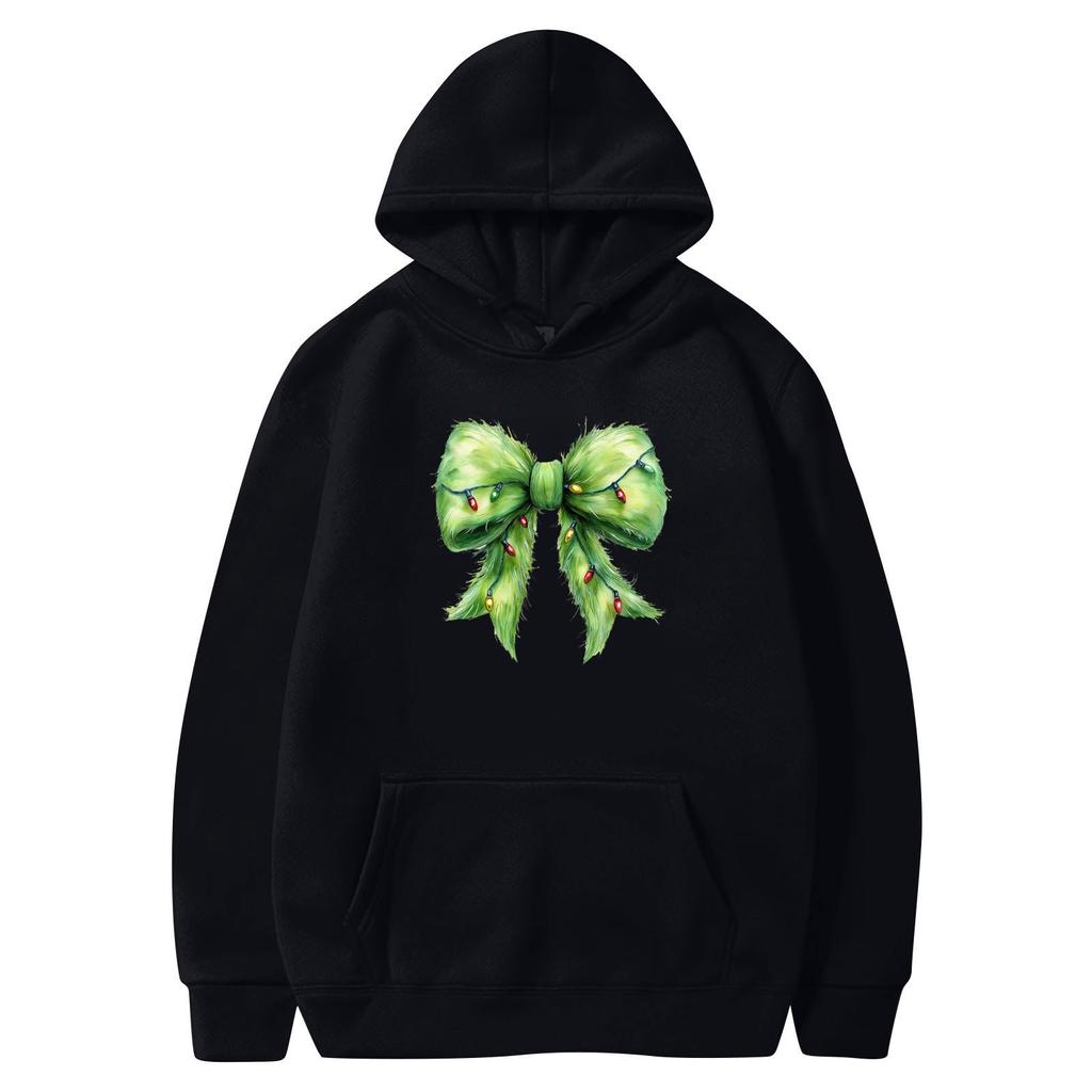 Женские толстовки с круглым вырезом, длинным рукавом, рождественским принтом, однотонная толстовка с капюшоном