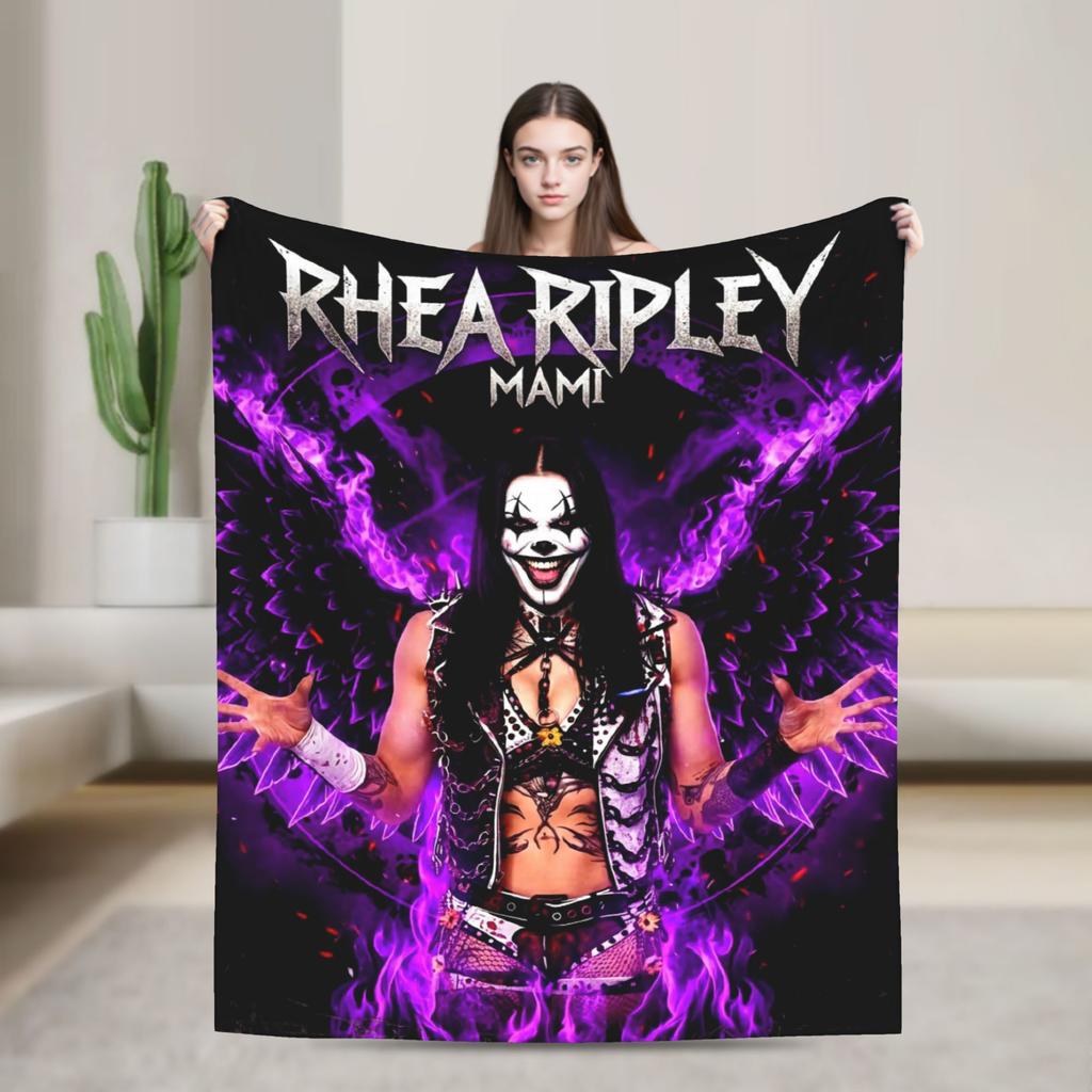 Rhea Ripley with Terrifier Art Blanket Warm Soft Pattern Plush Throw Blanket For Child Couch Chair Flannel Bedspread Bed Cover