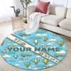 Custom Name,Pastel Banner Doodle Art pattern round rug,Carpet Rug for Living Room Bedroom Playroom ,Non-slip Floor Mat,Holiday Gifts and Birthday Gift