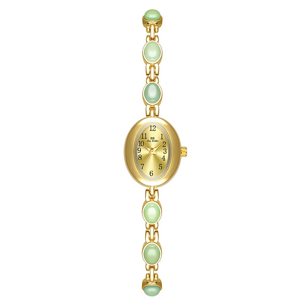 Women Quartz Watch Luxury Brand Retro Natural Dongling Stone an Jade Waterproof Ladies Advanced Chain Wristwatches Gift