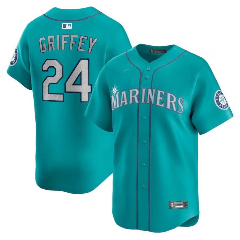 Mens Embroidered Seattle Mariners Baseball Jersey 24 Ken Griffey Jr Fan Apparel Sportswear
