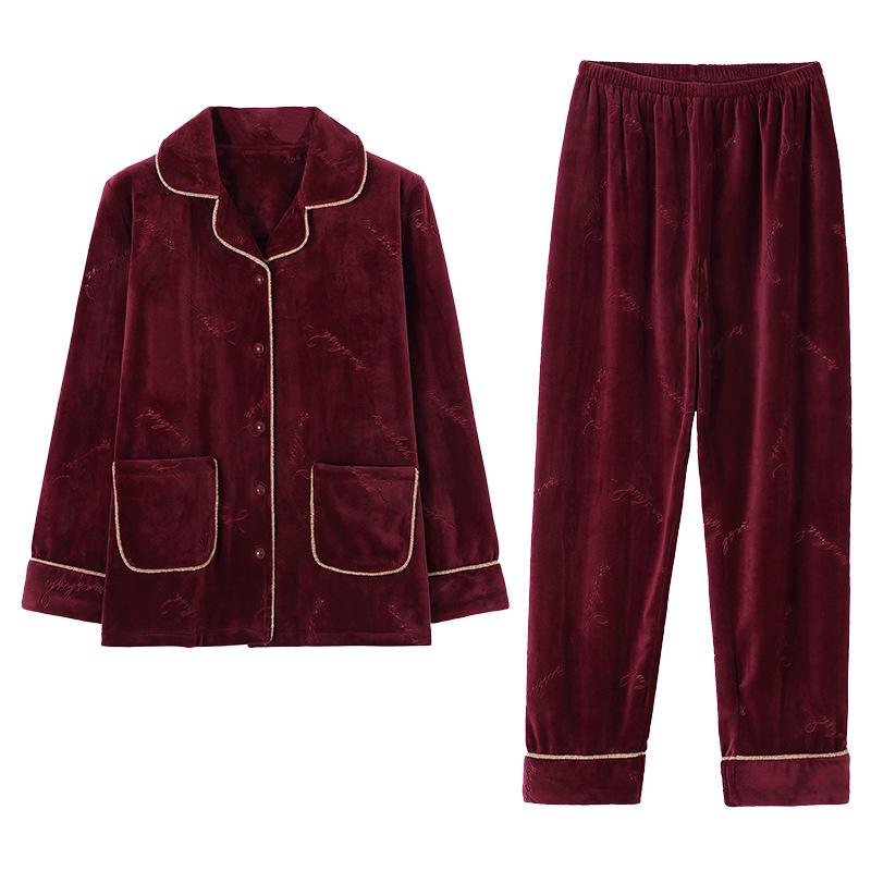 Фланелевая пижама женская весенне-осенняя утолщенная флисовая теплая коралловый флис осенне-зимний комплект домашней одежды