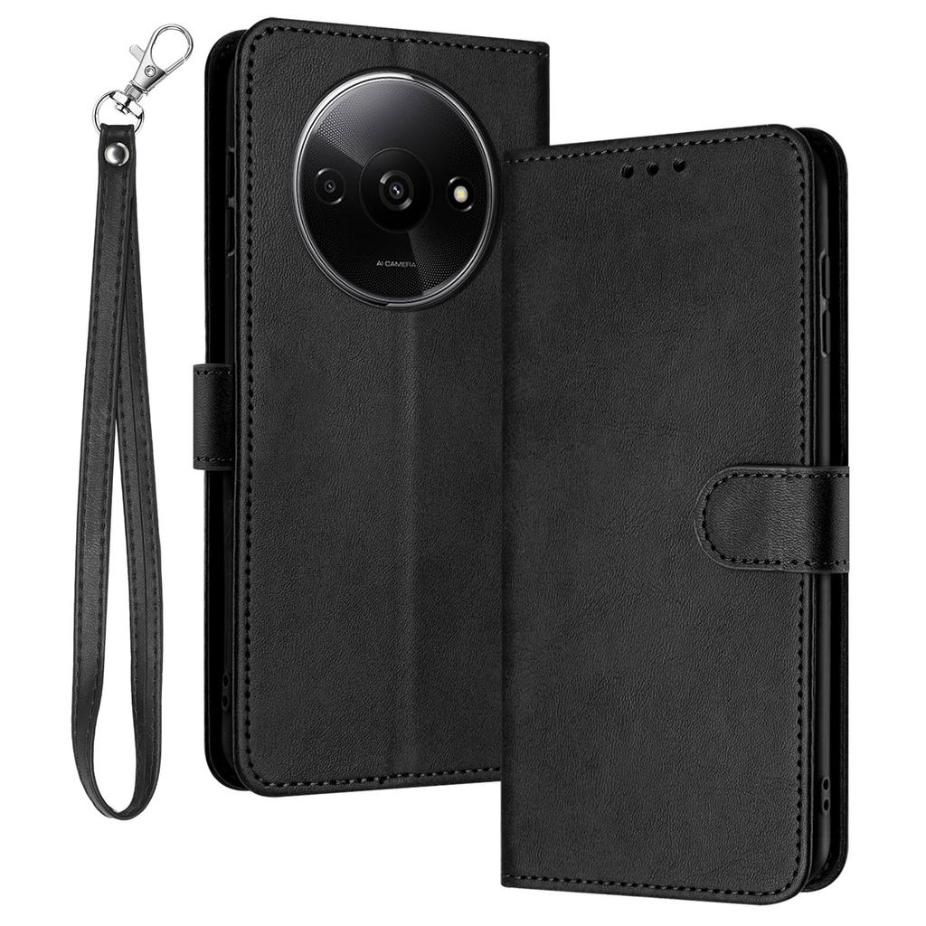 For Xiaomi Redmi A3/Poco C61 4G Case Magnetic Clasp Leather Wallet Stand Phone Cover with Strap