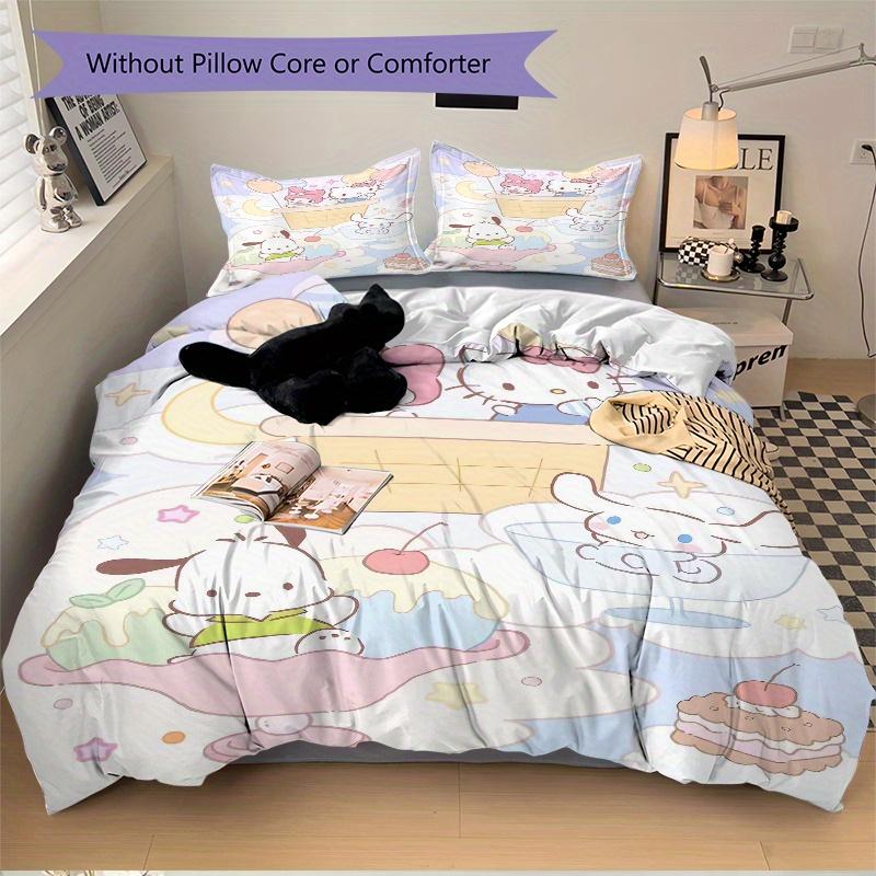 3pcs POCHACCO and Friends Bedding Set - Includes Quilt Cover and Pillowcases, Suitable for All Seasons, Machine Washable - Ideal Gift for Fa