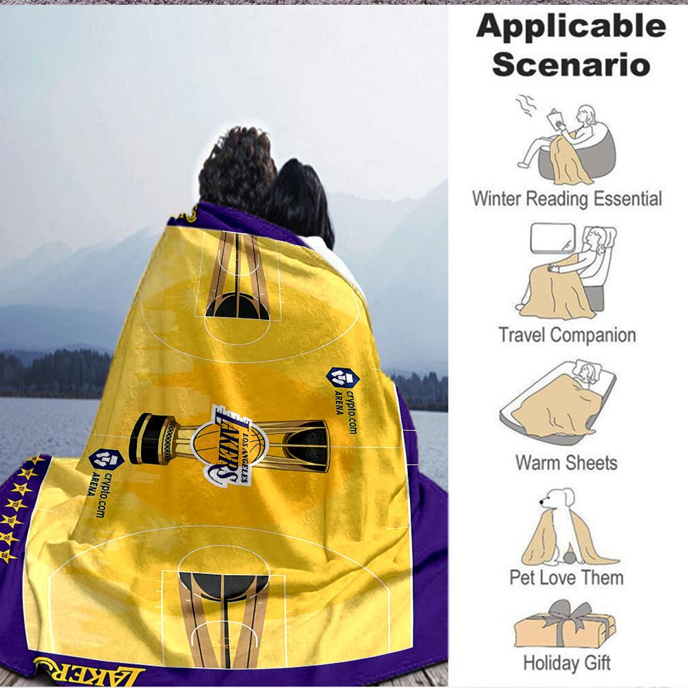 1pc Basketball Lakers Flannel Blanket, Soft Skin Friendly with Digital Printing, Various Sizes Available for Family, Friends, Birthday
