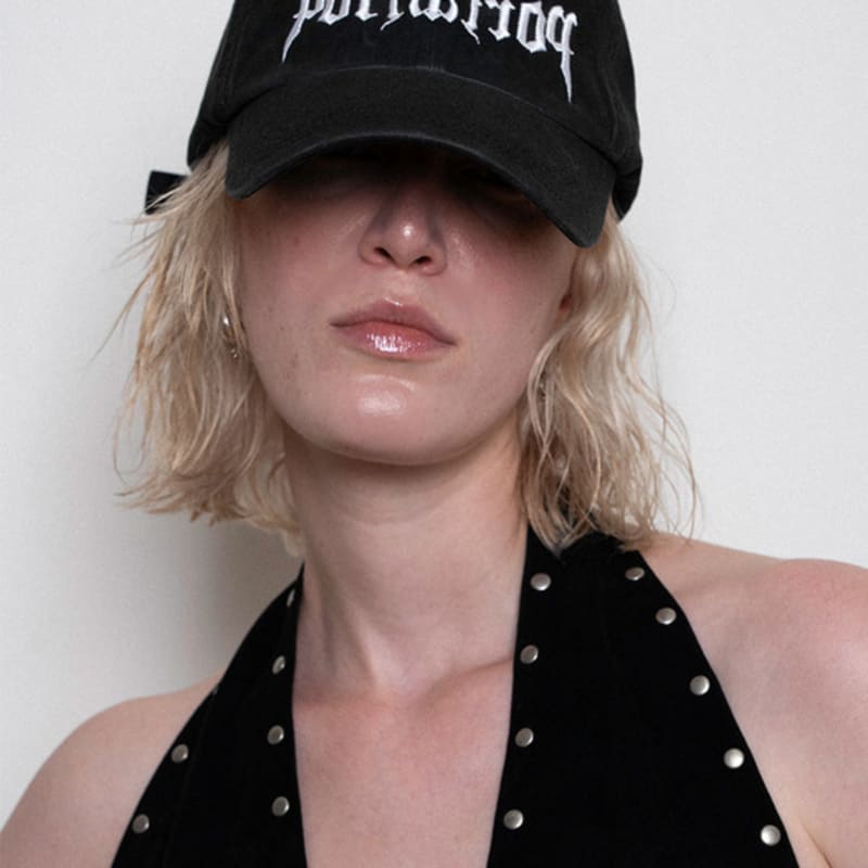 THEPORTA GRAPHIC DOUBLE LOGO WASH BALL cap, black
