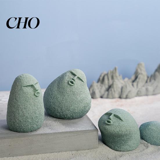 Durable Tea Pet Cute Stone Primitive Man Figurine Funny Stoneman Statue Carving Face Personalized Table Accessory Decoration for Garden Home