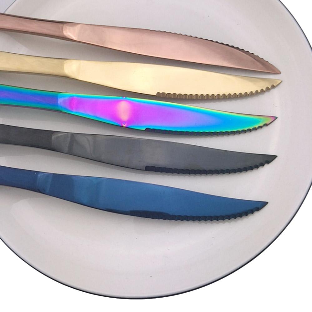 6pcs High Quality Stainless Steel Rose Gold Steak Knife In Dinnerware Set Restaurant Sharp Steak Knives Tableware Cutlery Set
