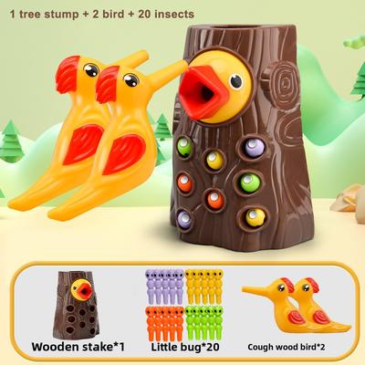 Игрушки Woodpecker Рыбалка Ловля Насекомых Ловля Мелкой Дичи Ловля Насекомых Магнитный Пазл Раннее Обучение Тренировка Игрушки для Упражнений