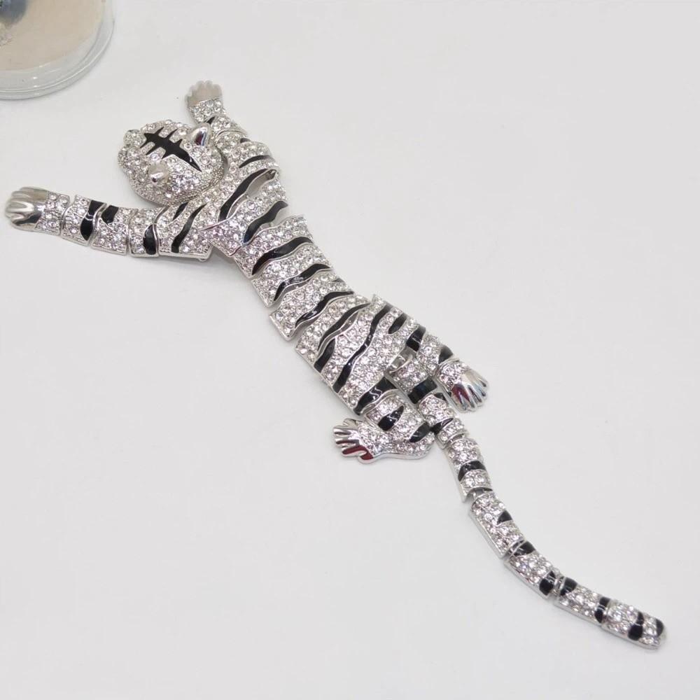 Rhinestone Shoulder Decor Brooch Elegant Shoulder Flash Large Tiger Brooch Suit Accessories