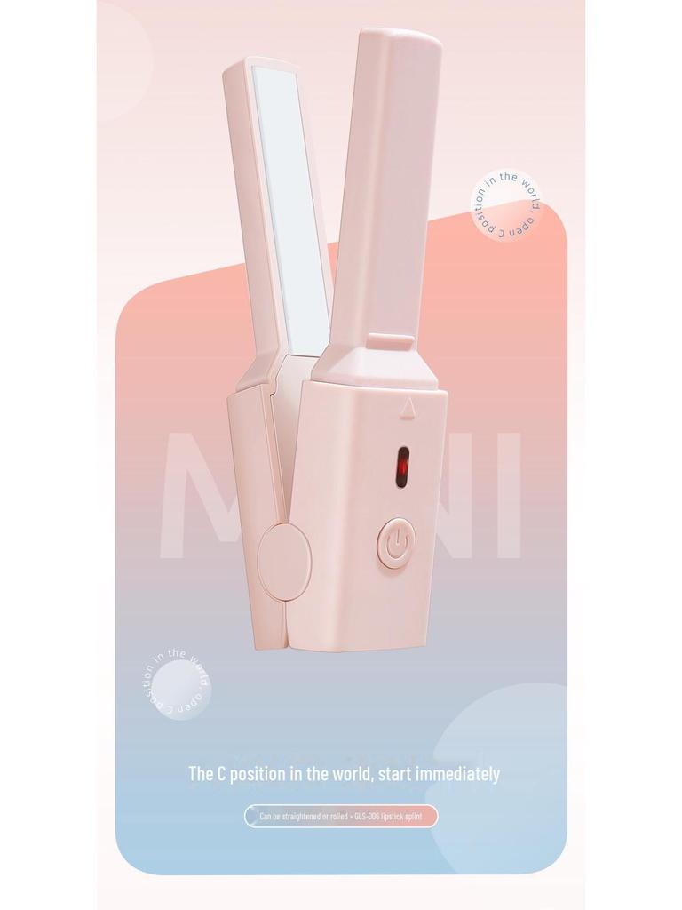 USB мини-выпрямитель для волос и щипцы для завивки двойного назначения - безопасный, портативный для общежитий, идеально подходит для челки