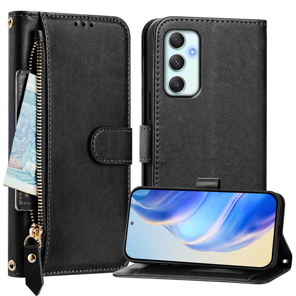 Чехол-книжка на Samsung Galaxy A34 5G с карманом на молнии и несколькими слотами для карт, кожаный чехол для телефона