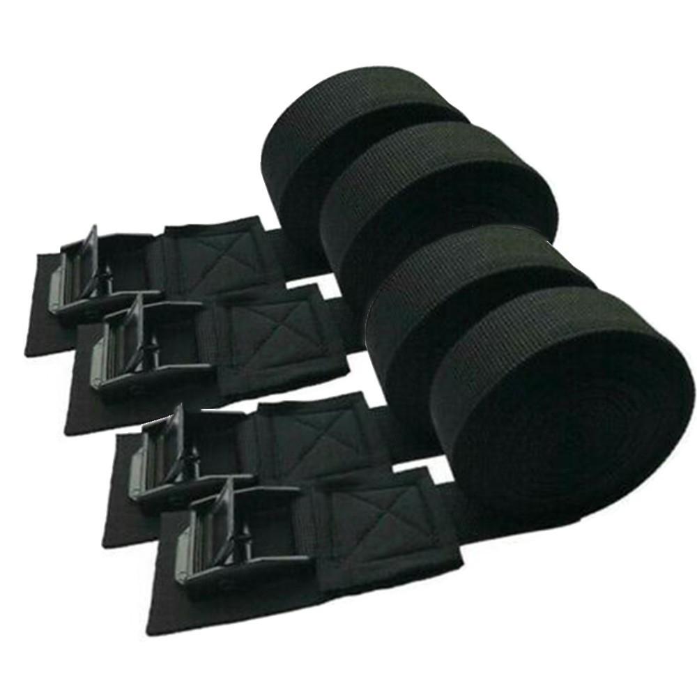 Buckle Car Roof Rack Luggage 4PCS 250 Kg 300x2.5cm 9.8ft Black