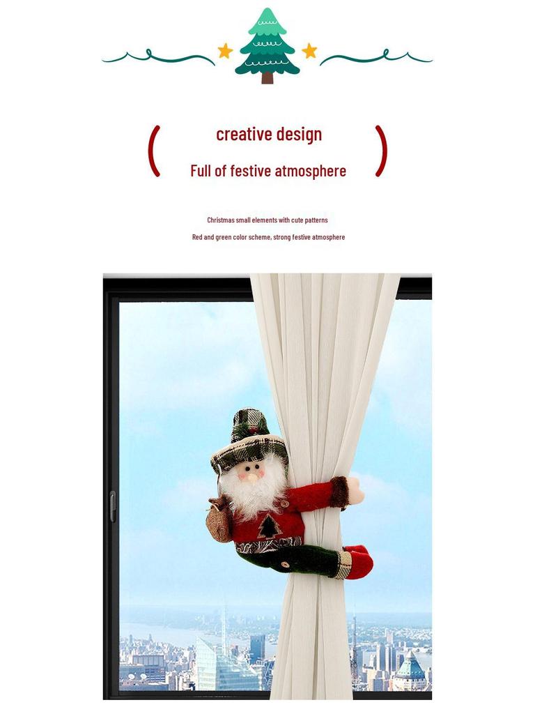 Клетчатый Рождественский Лес Старик Подхват для Штор и Дверной Подвес Декор