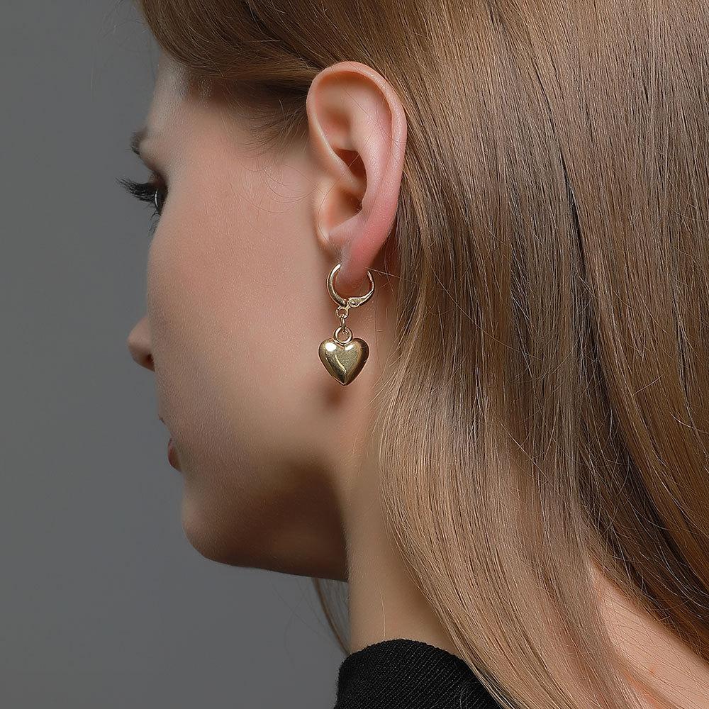 Панк 3D Серьги-сердечки из металла с зеркальной отделкой