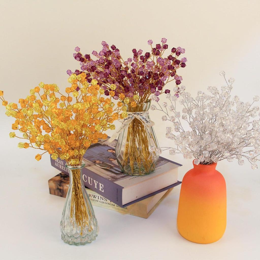 Букет из 30 штук кристальных искусственных цветов, стебли искусственных цветов для свадьбы, дома, вечеринки, офиса, отеля, кухни, для DIY-поделок, украшение - Прозрачный