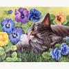 Cross Stitch DIY Diamond Embroidery Cat In The Flower Full Round Diamond Painting Mosaic Home Decor
