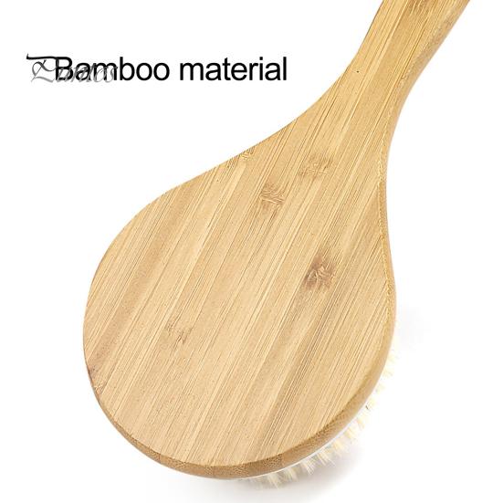 Щетка для ванны из бамбука с длинной ручкой и шнурком, нескользящая эргономичная ручка, щетка для сухого мытья тела, щетка для душа для спины