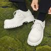 Модные повседневные туфли из натуральной кожи на толстой подошве для мужчин на платформе в японском стиле Харадзюку в корейском стиле в уличном стиле, белые